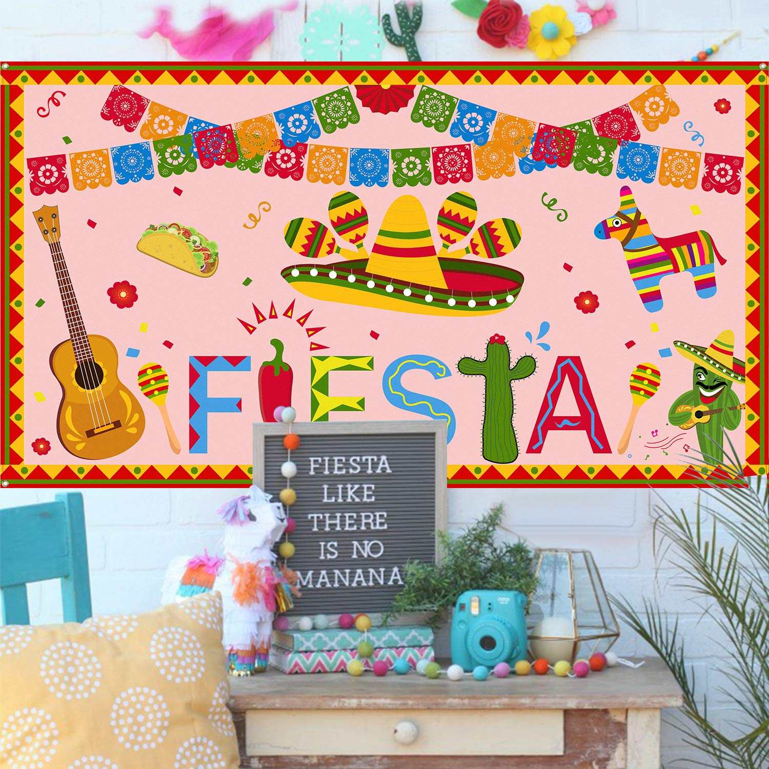 Buy Mexican Fiesta Party Banner Extra Large Fabric 70" x 40" Fiesta