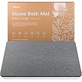 XMarrat Extra Large Stone Bath Mat Large, 31.5'' x 19.7'' Diatomaceous Earth Non-Slip Stone Shower Mat, Super Absorbent Diatomite Stone Mats for Bathroom, Quick Drying, Easy to Clean (Dark Gray)