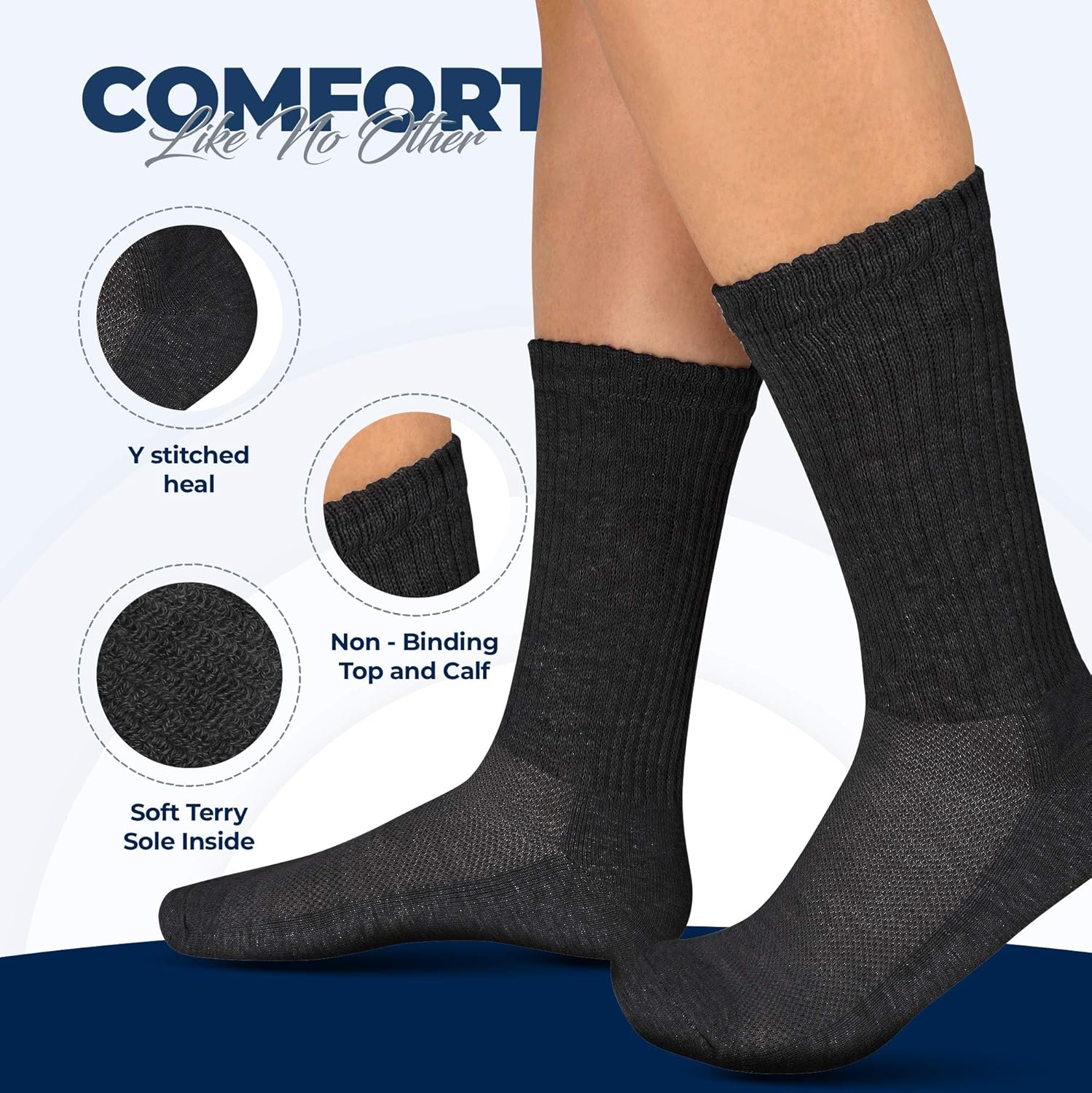 Diabetic Socks Women & Men | Wide Non Binding Edema, Neuropathy Socks (6-pairs): Clothing