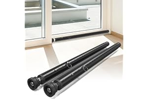 WOOFOG Sliding Door Security Bar,Window Inside Security Bar,17-50 Inch Adjustable Patio Glass Door/Window Lock Bar for Burglar Prevention/Child Safety,Window Stopper for Sliding/Vertical Windows - Black-2Pcs