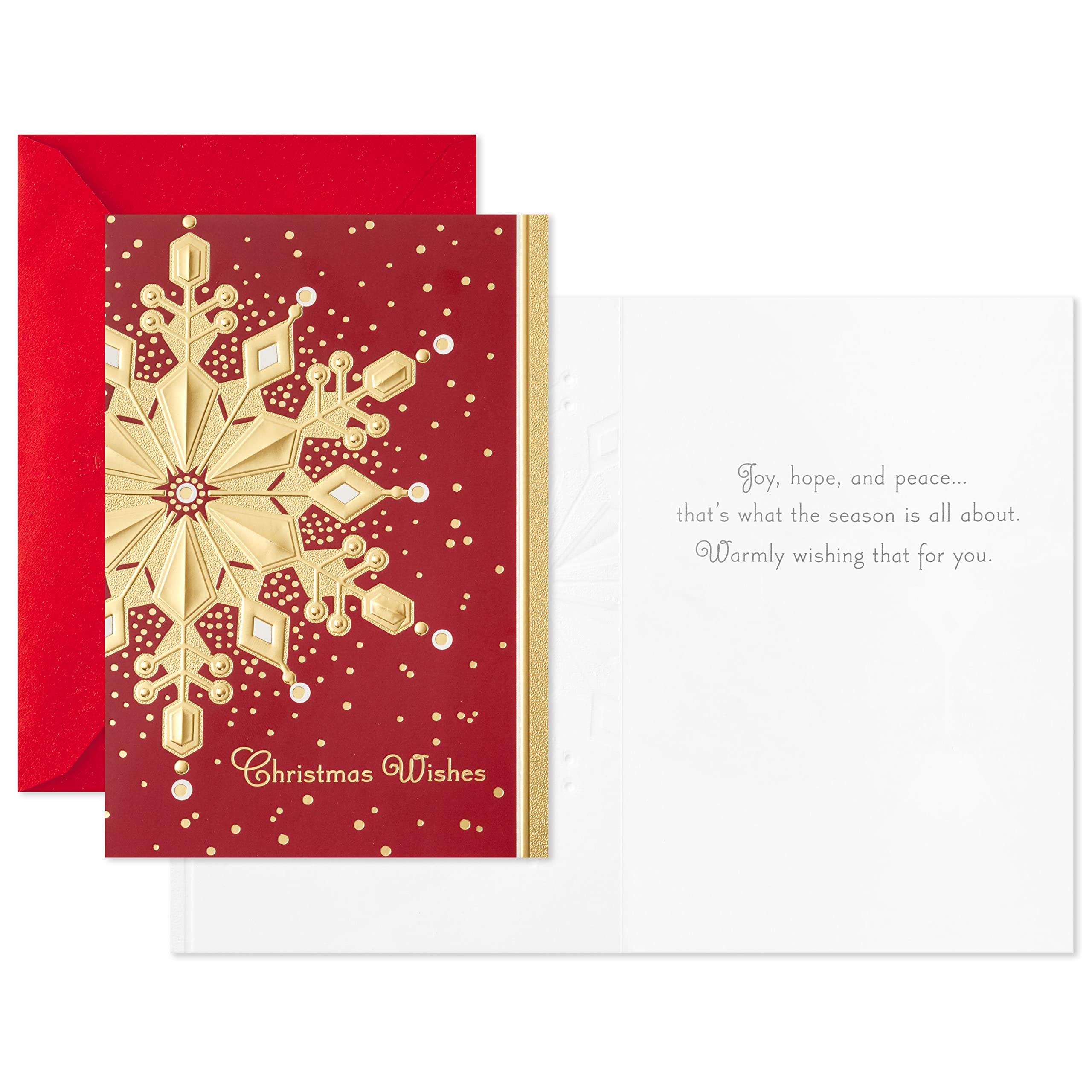 Hallmark Boxed Holiday Cards, Red and Gold Snowflake (40 Cards with Envelopes)