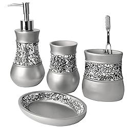 Creative Scents Crackled Glass Silver Bathroom