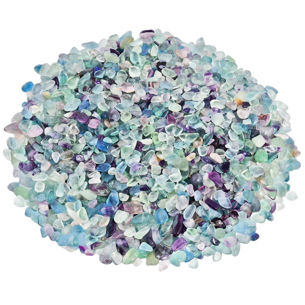 Shanxing 1lb/460g Natural Fluorite Crystal Tumbled Chips Stones Bulk, Multi Coloured Crushed Stone Pieces Reiki Healing Crystals Small Decorative Gravel Stones for Vase Fish Tank Plant Pot Decor