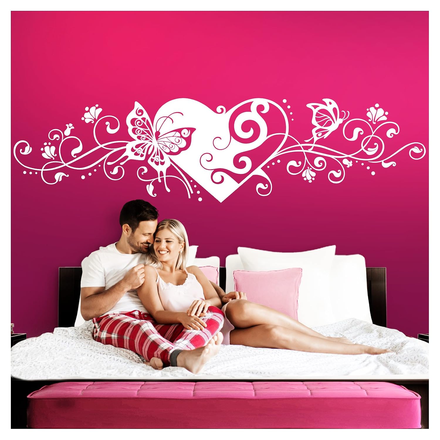 Wandtattoo Liebe Grandora Wandtattoo Blumenranke Herz selbstklebend I weiß 232 x 58 cm I