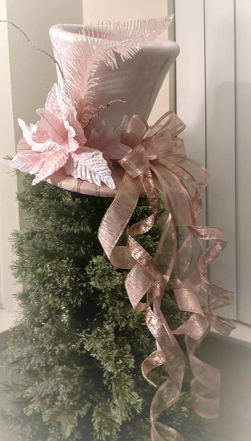 Pink and Ivory Tree Topper, Tree Topper, Top Hat Tree