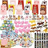 Farm Party Favors, 134 PCS Farm Animal Party Favors, Farm Party Decorations Barnyard Birthday Party Supplies, Return Gifts for Kids Birthday, Goody Bag Stuffers