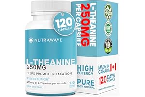 Nutrawave EXTRA STRONG L Theanine 250mg – Sleep Aid, Anxiety Relief & Calmness Support – L-Theanine Supplement Promotes Relax