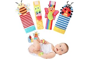 XGUNION Baby Toys for 0-12 Months Newborn Boys and Girls Gifts Wrist Rattle Socks for Babies 0-6 Months Infant Girl Boy Toys for Babies 3-6 Months Shower Gifts Baby Essentials