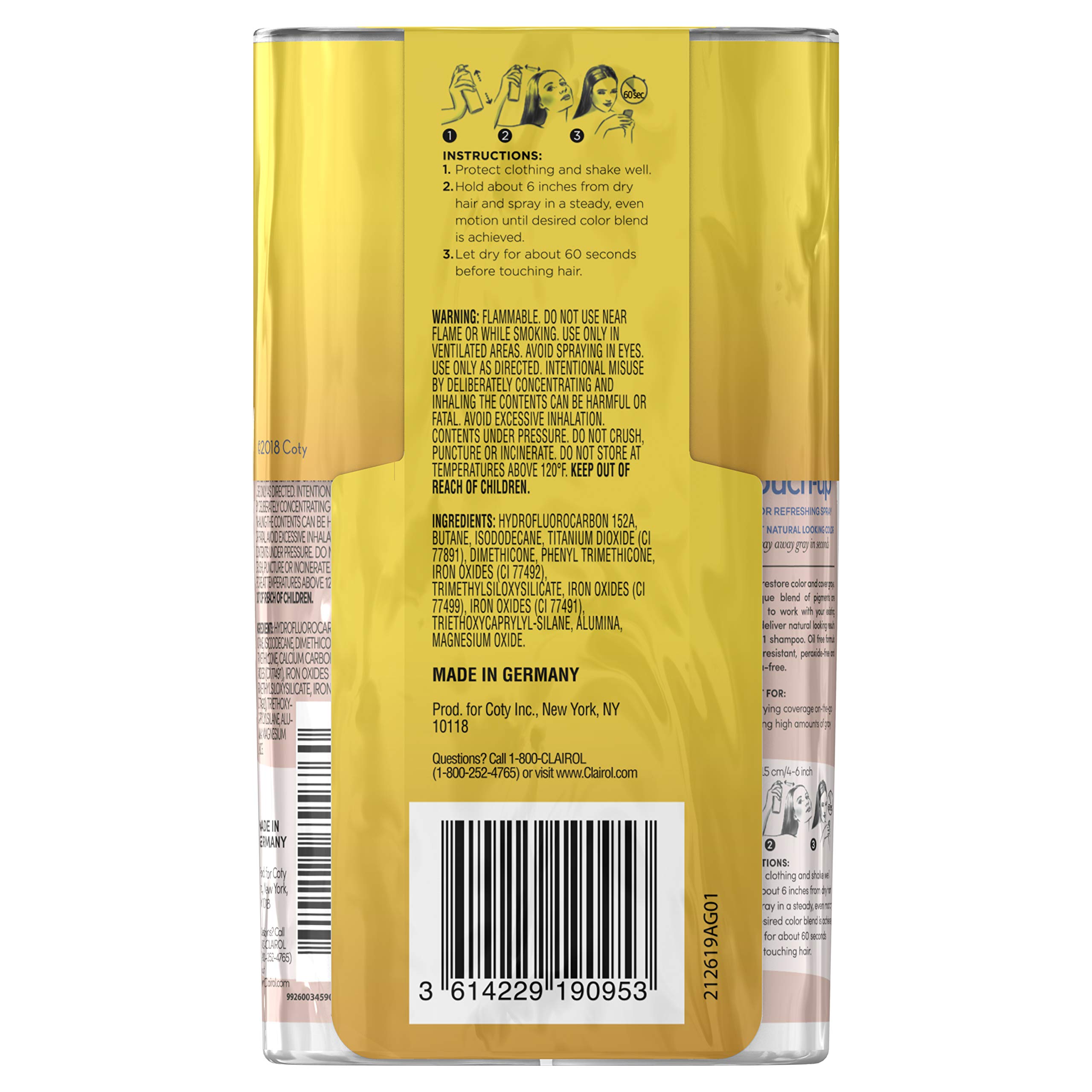 Clairol Root Touch-Up Temporary Spray, Auburn Red Hair Color, 2 Count