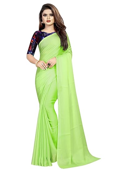 Market Magic World Womens Chiffon Saree With Digital Printed Bloues Piece