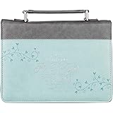 Christian Art Gifts Women's Fashion Bible Cover All Things are Possible Matthew 19:26, Turquoise/Silver Vines Faux Leather, M
