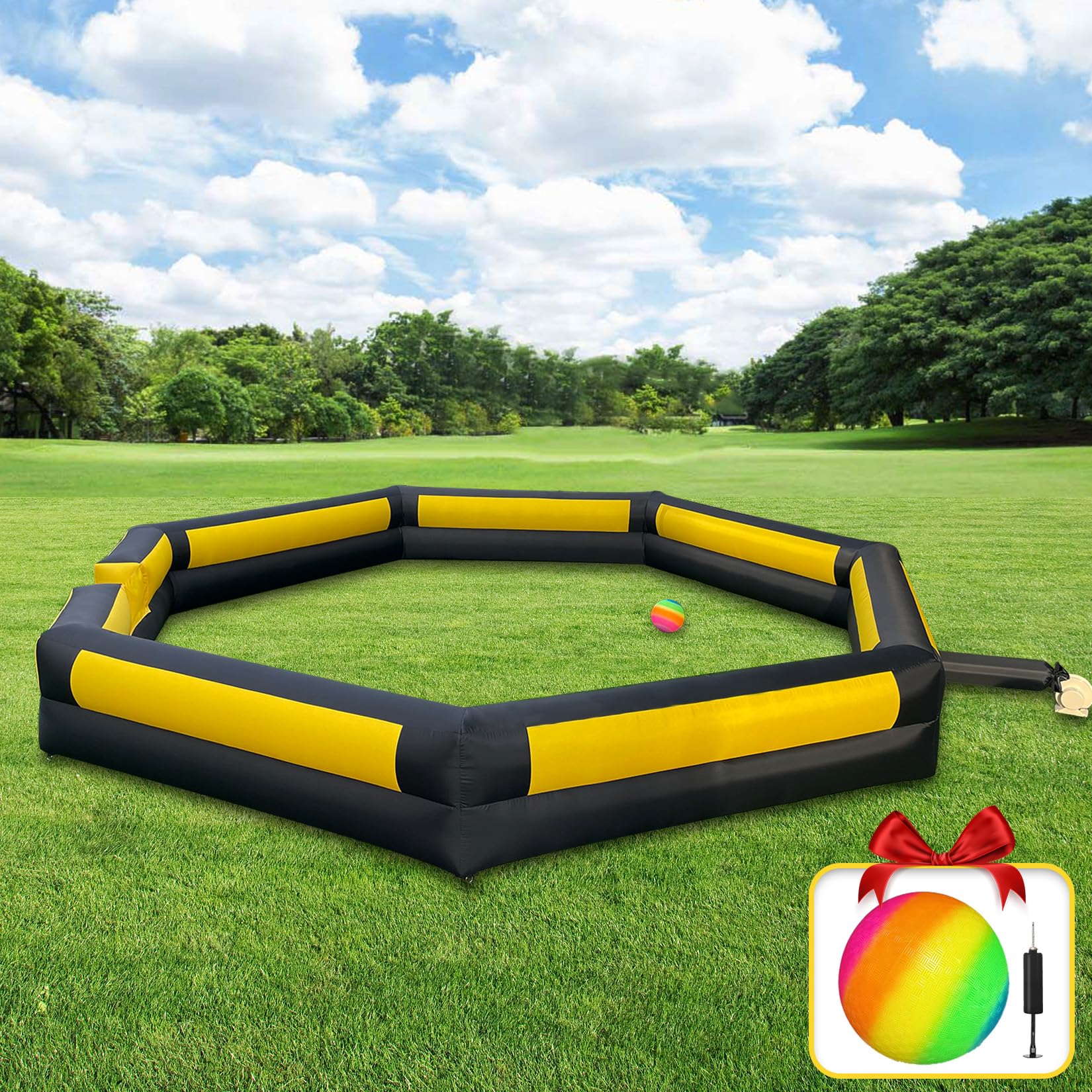 Photo 1 of 20FT Gaga Ball Pit Portable,Inflatable Gaga Ball Pit with Blower for Indoor Outdoor School Family Activities Giant Inflatable Sport Games for Kids and Adult