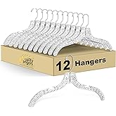 Quality Clear Plastic Hangers 12 Pack - Durable Crystal Cut Heavy Duty Hangers for Clothes, Shirts, Suits, Coats, Dresses