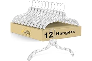 QUALITY HANGERS Quality Clear Plastic Hangers 12 Pack - Durable Crystal Cut Heavy Duty Hangers for Clothes, Shirts, Suits, Coats, Dresses