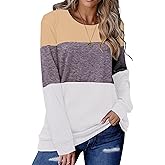 Halife Women's Long Sleeve Color Block Tunic Tops Crewneck Pullover Sweatshirts Fall Shirts Blouses