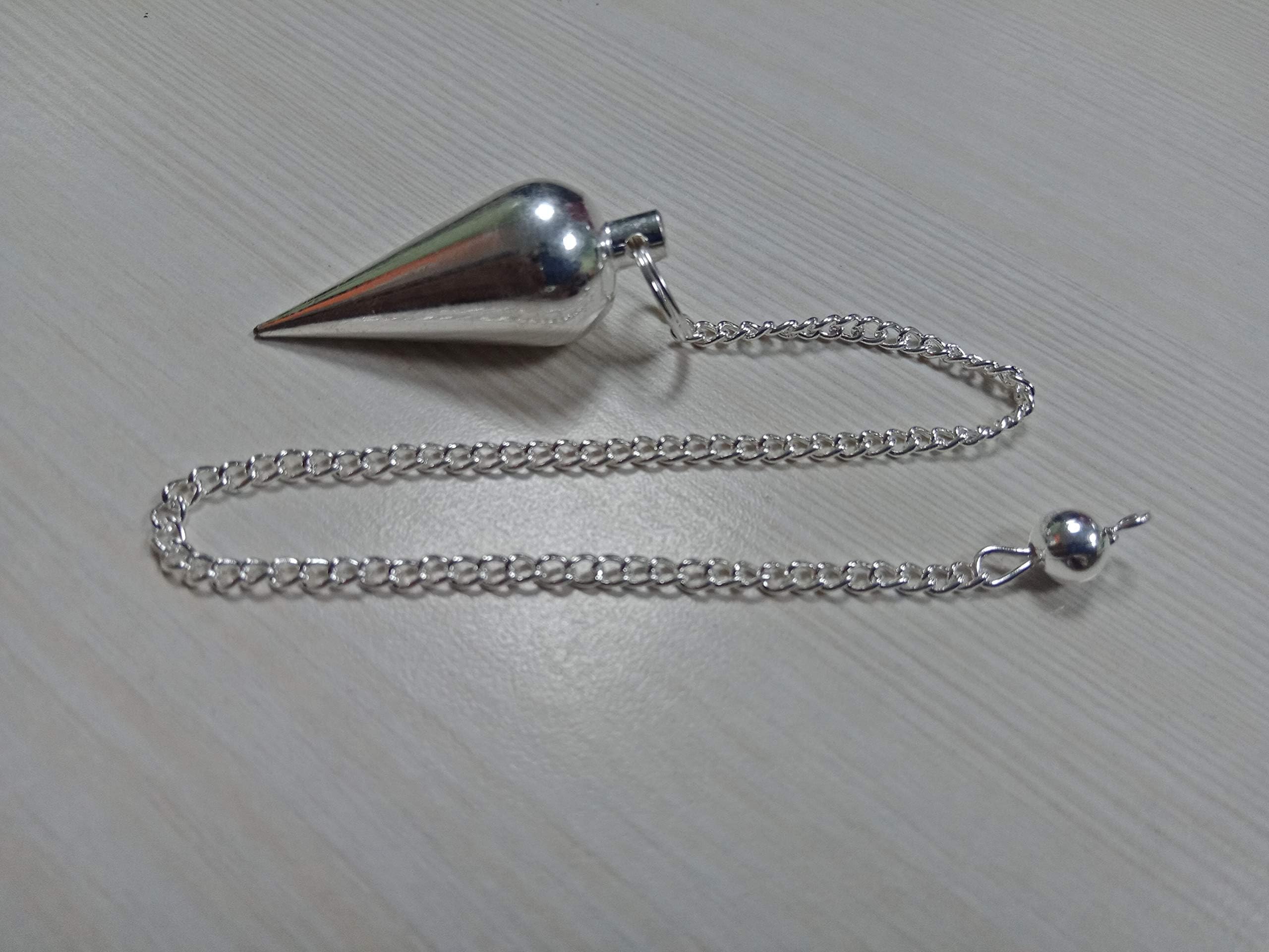Reiki Dowser Silver Metal Cone Shape Pointed Metaphysical Healing Pendulum