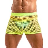 AMY COULEE Mens Fishnet Shorts See Through Openwork Boxers Sexy Mesh Booty Shorts