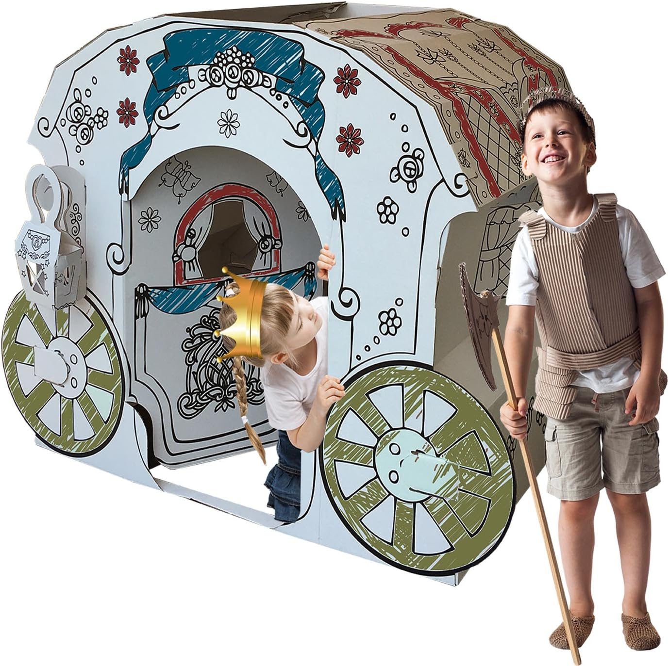 Kucuk Mimar KartonKinder X-Large Cardboard Princess Carriage, Build, Colour and Play