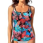 Womens Tankini Tops Only - Modest Swimsuit V-Wired Swim Top Swimwear Tummy Control Bathing Suit No Bottom 2025