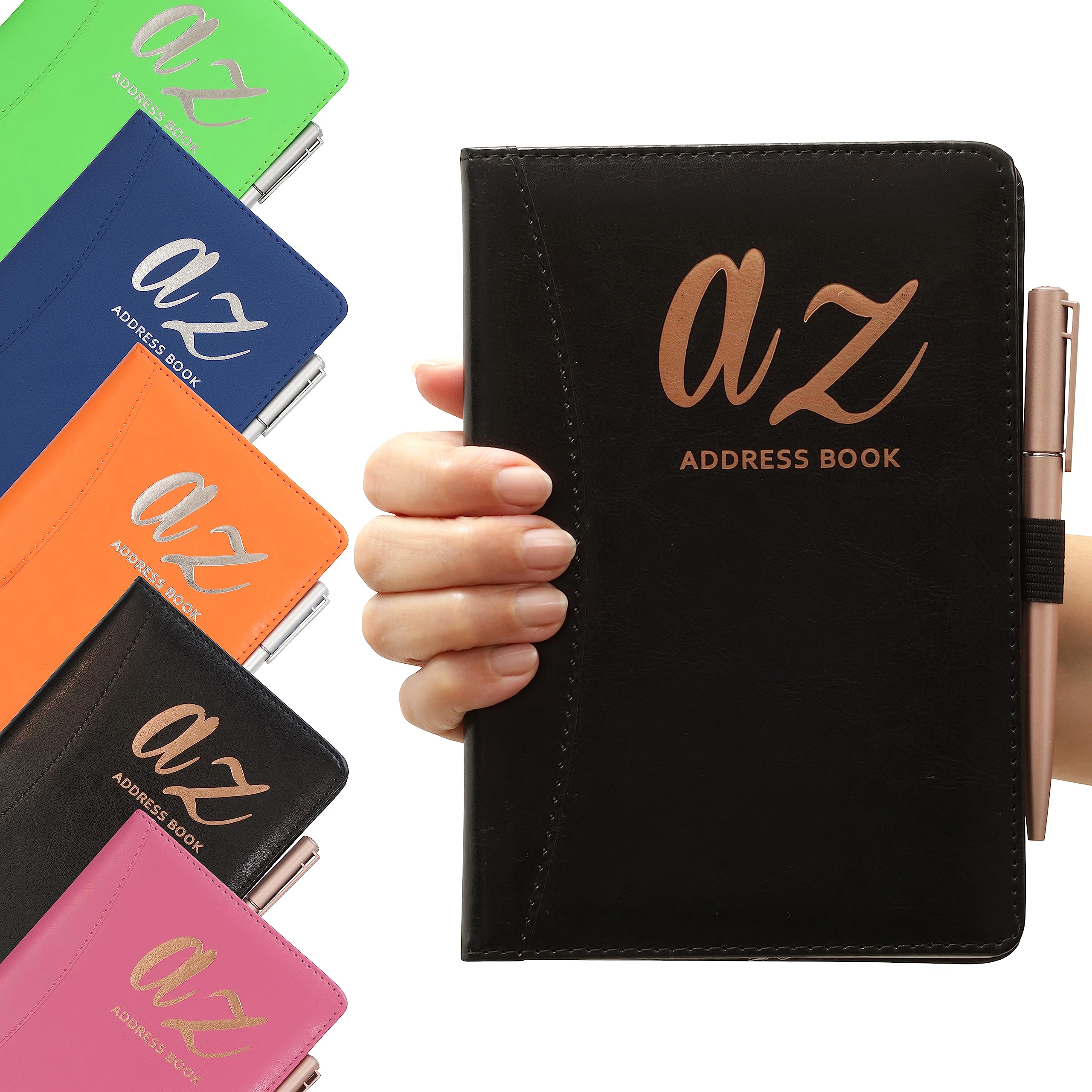 a to z Telephone Address Book A-Z Index Hard Back Cover Plus Pen A5 Addresses Book Home Office Work (Black)