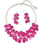 Bocar 2 Layer Statement Choker Shell Necklace and Earring Set for Women Gift