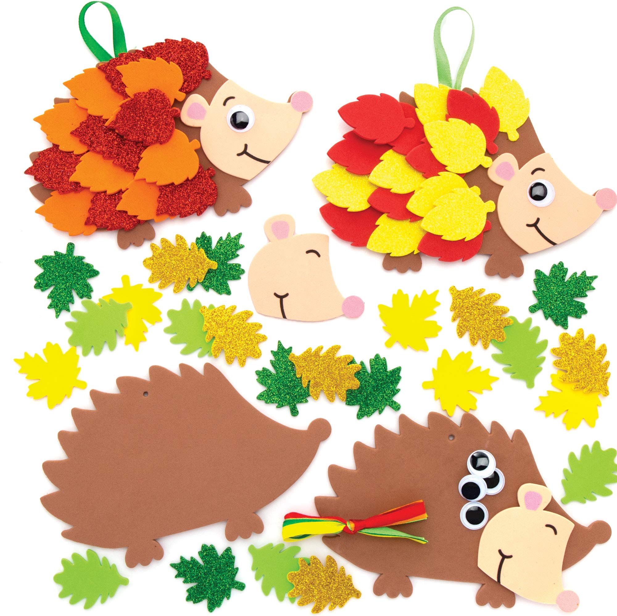 Baker Ross AW937 Leafy Hedgehog Kits, Autumn and Winter Arts and Crafts (Pack of 5), Assorted