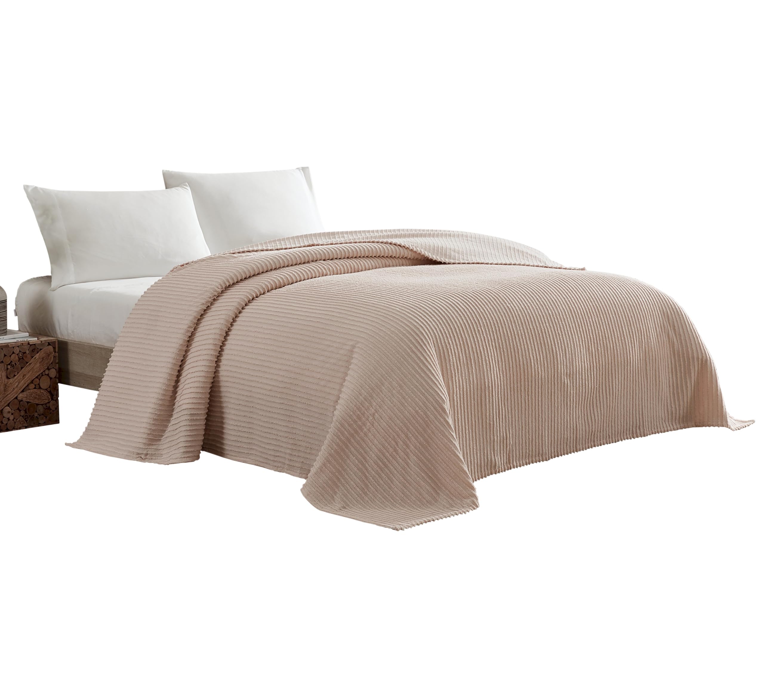 Beatrice Home Fashions Bedspread, Cotton, Blush, Twin