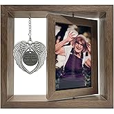 Besoamo Memorial Picture Frame 4x6, Sympathy Gifts for Loss of Loved One, Memorial Gift for Loss of Mom Dad, Rotatable Bereavement Sympathy Photo Frame with Angel Wings, Remembrance Condolence Gift