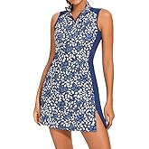 Viracy Tennis Dress Golf Dresses for Women with Shorts, Pockets Sleeveless Zip Up Stand Collar Lightweight Athletic Dress