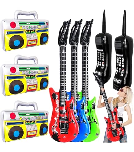 Toyvian Set De 3 Instrumentos Inflables | Saxofón, Guitarra Y Clarinete De PVC Para Fiestas