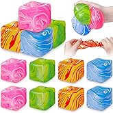 Gemscream 12 Pack Fidget Stress Cube Ball Sensory Squeeze Ice Cube Blocks Anxiety Relief Sugar Balls for Party Favors Valentine Gifts Prizes Goodie Bag Stuffers (Gradient Flowing Style)