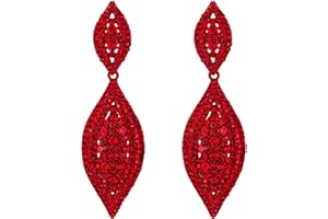 Flyonce Clip On Earrings for Women, Glitter Rhinestone Crystal Wedding Bridal Clip-on Drop Dangle Earring for Non Pierced Ears