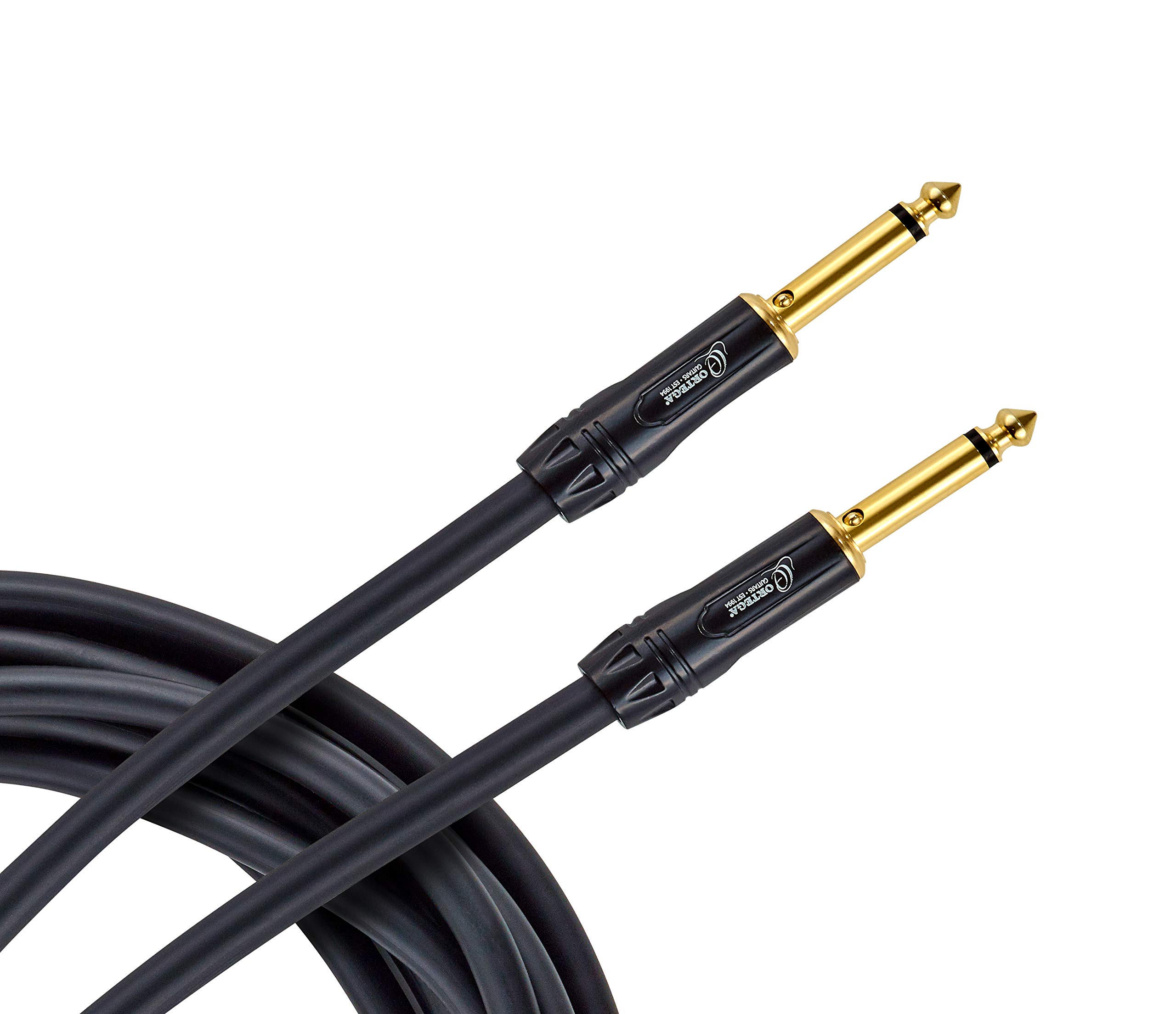 ORTEGA MUTEplug instrument cable 1/4" (6,3mm) straight/straight - black pvc 6m/0,75q (OTCIS-15)