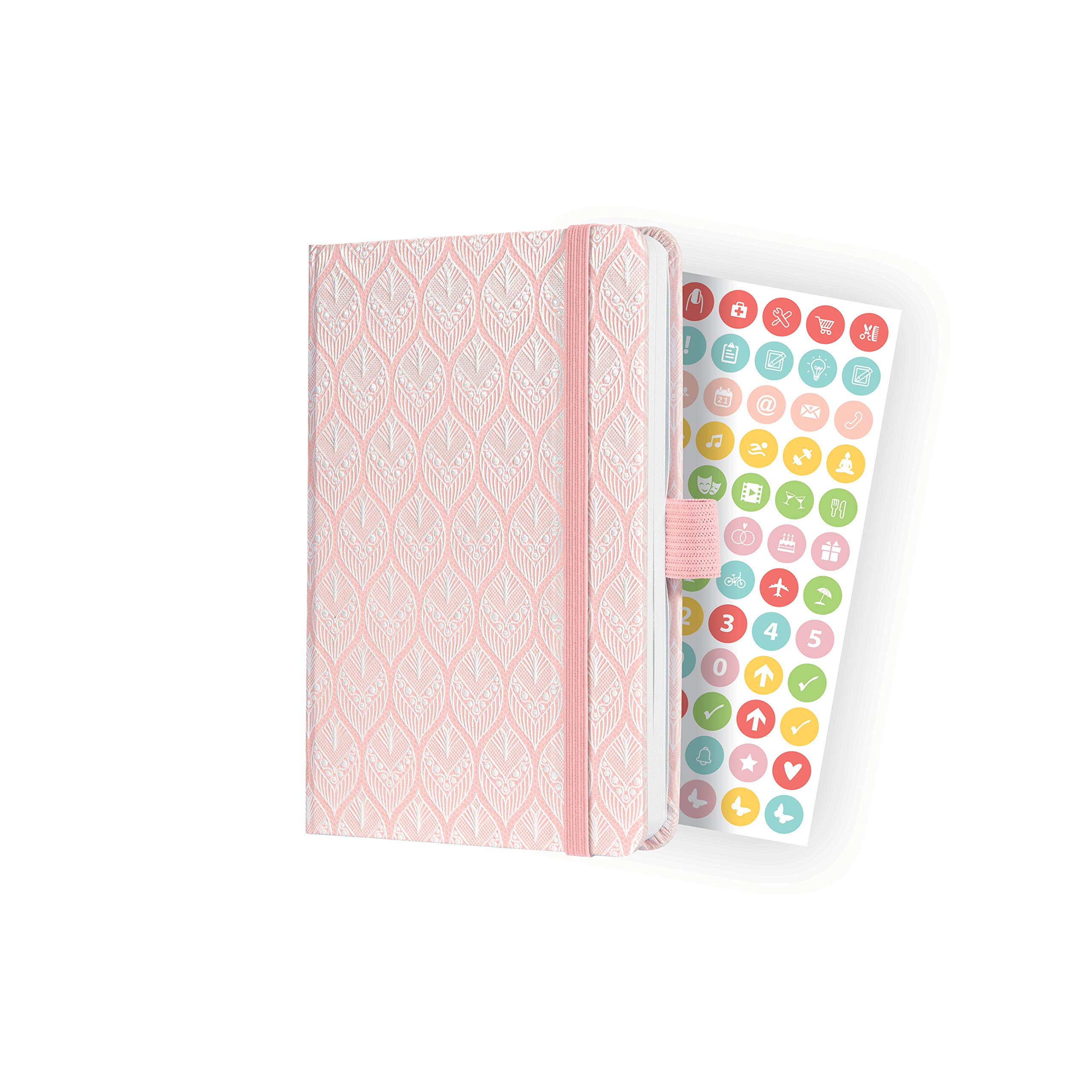 SIGEL J2308 Jolie weekly planner 2022 - Rose Lace - 9,5 x 15 cm - hardcover - 174 pages - pink
