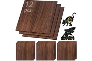 VEMKYRIO 12 Pcs Walnut Unfinished Wood Craft, 3MM 1/8" x 12" x 12" Walnut Unfinished Plywood for Laser Cutting & Engraving, CNC Cutting, School DIY Projects