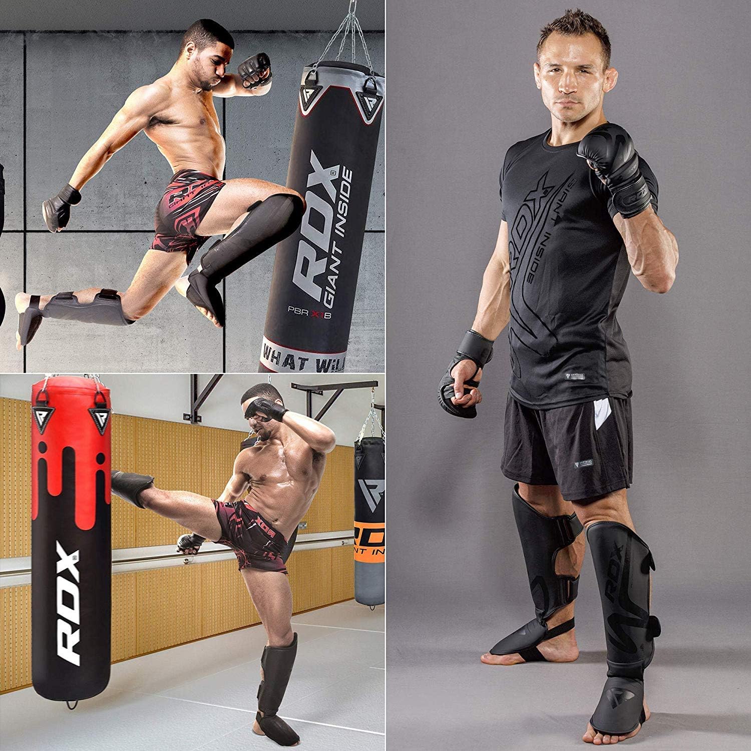 RDX Shin Guards for Muay Thai, Kickboxing, MMA Training and Fighting, Maya Hide Leather Instep Leg Protector Foam Pads for Martial Arts, Sparring, Protective Gear for BJJ and Boxing : Sports & Outdoors
