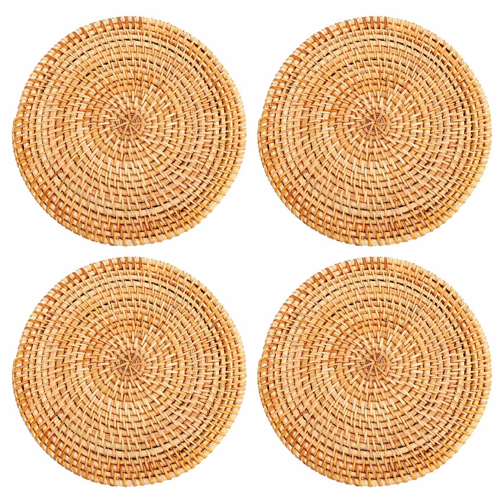Pvczool 4 Pcs Rattan Trivets for Hot Dishes-Insulated Hot Pads, Pot Holder for Table,Heat Mats for Kitchen