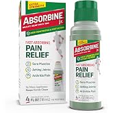 ABSORBINE JR. Maximum-Strength Pain Relieving Liquid, 4 fl oz | 4% Menthol Topical for Muscle, Joint, Arthritis, &amp; Nerve Relief, Fast-Absorbing Herbal Formula with No-Mess Applicator