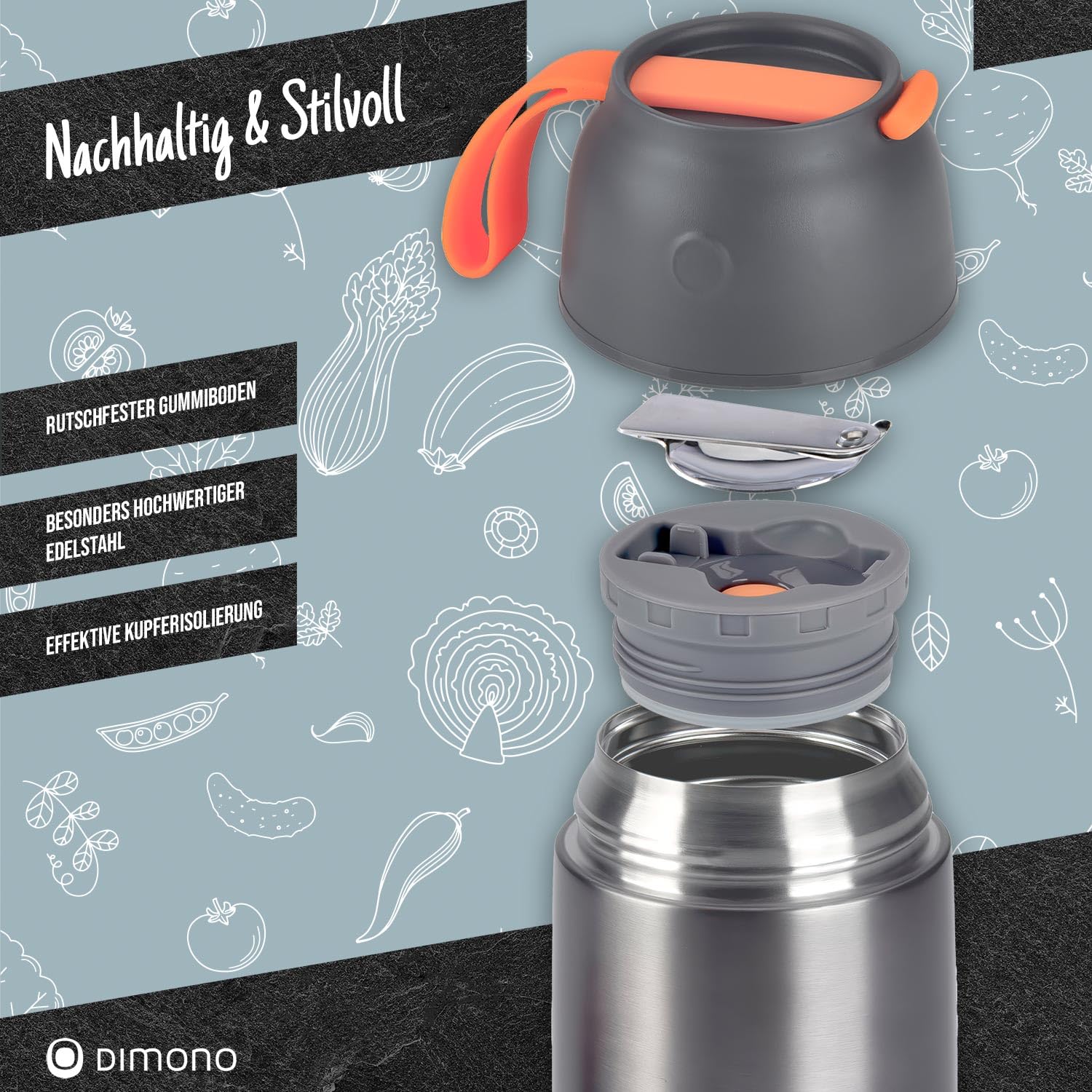 Dimono® Thermobehälter für Essen 500 ml – Thermo Lunchbox mit Löffel 4