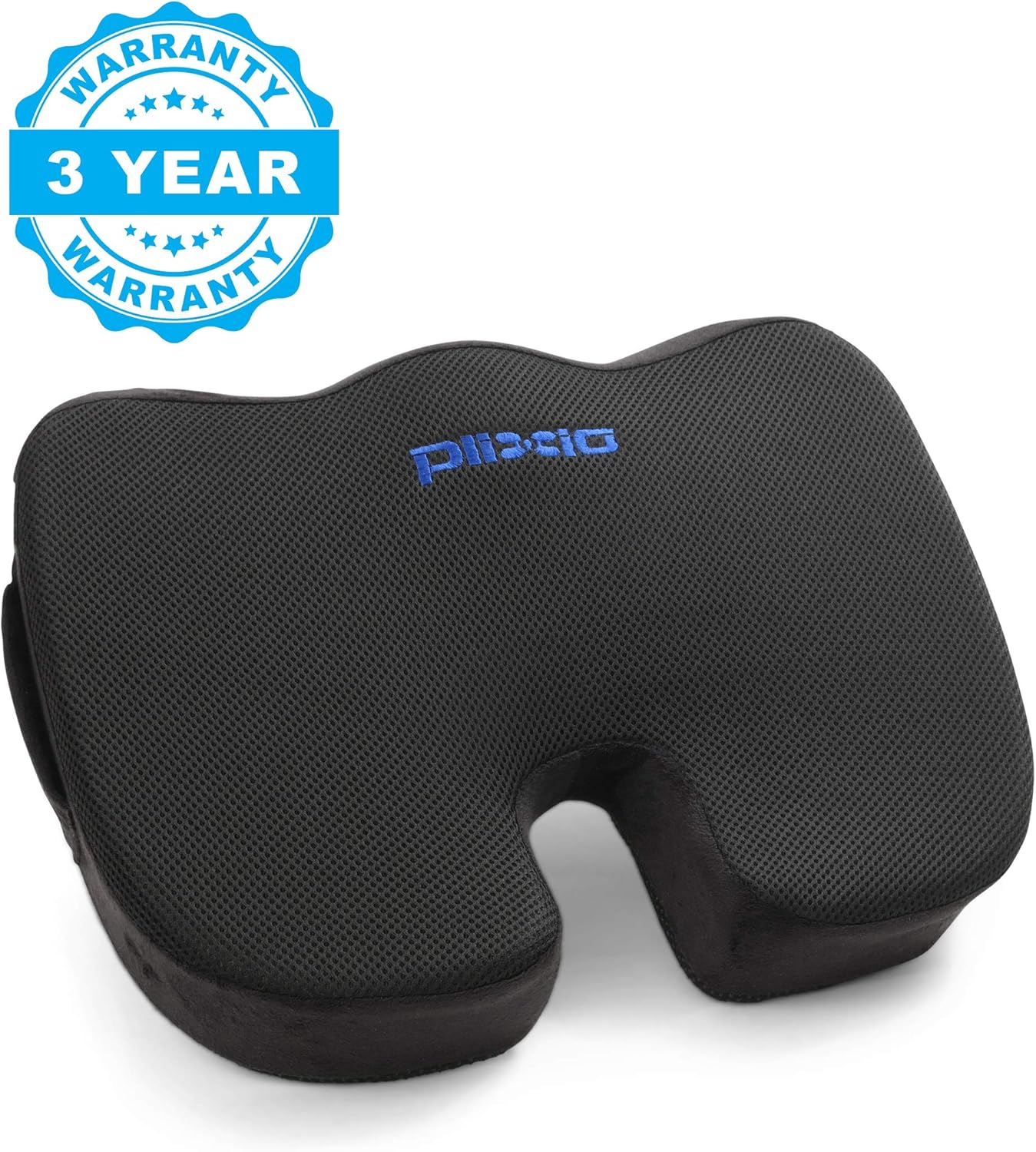 Plixio Gel Seat Cushion Memory Foam Chair Pillow with Cooling Gel for Sciatica, Coccyx, Back & Tailbone Pain Relief - Orthopedic Chair Pad for Support in Office Desk Chair, Car, Wheelchair & Airplane: Home & Kitchen
