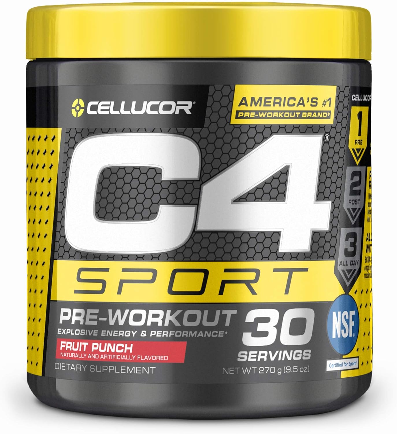 C4 Sport Pre Workout Powder Fruit Punch NSF Certified for Sport
