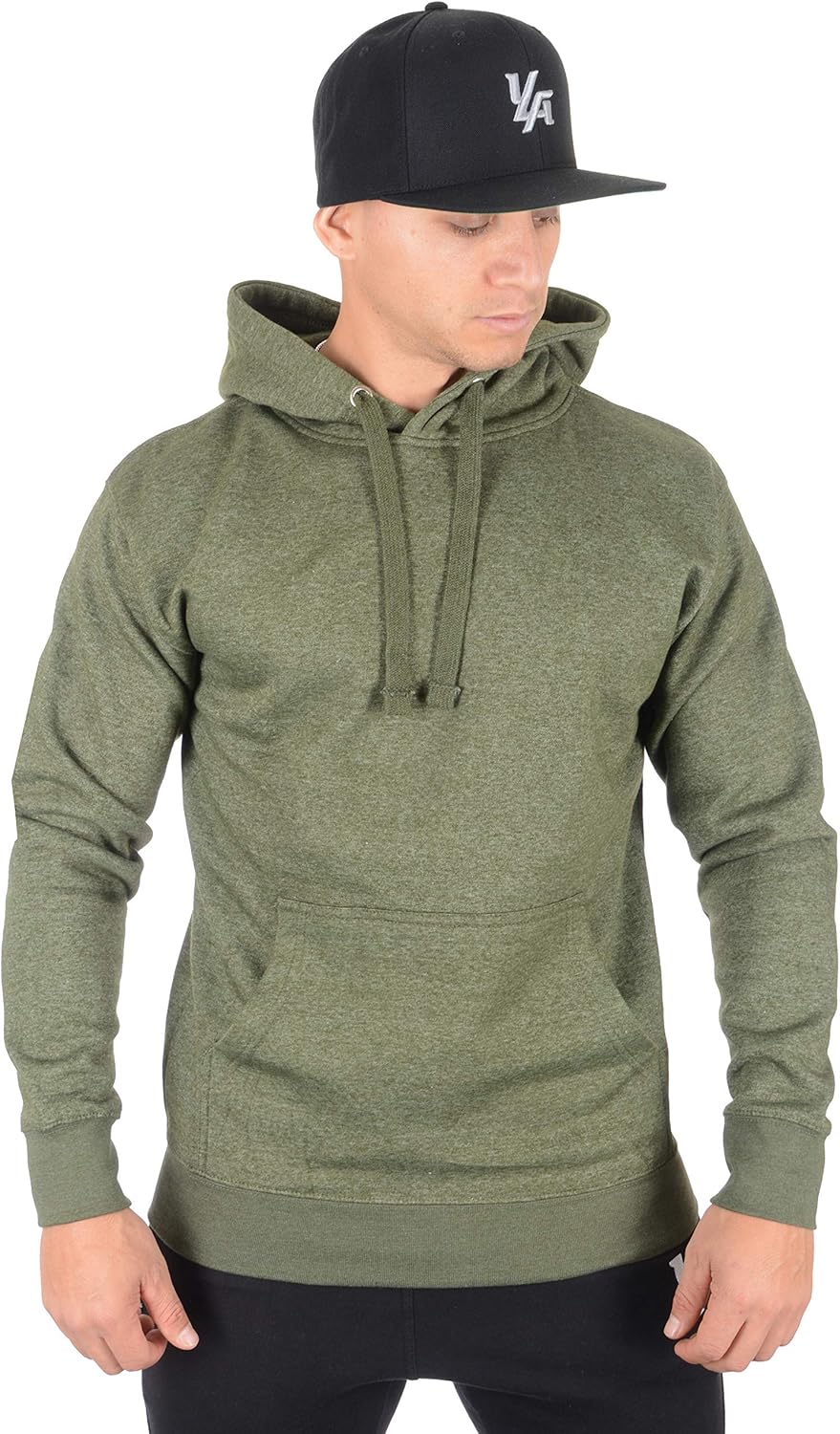 YoungLA Mens Fleece Pullover Hoodie Cool Plain Hooded
