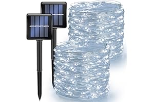 TW SHINE 2 Pack Solar String Lights Outdoor, Total 80 FT 240 LED Solar Powered Waterproof White Fairy Lights 8 Modes for Outside Christmas Party Tree Wedding Yard Decorations