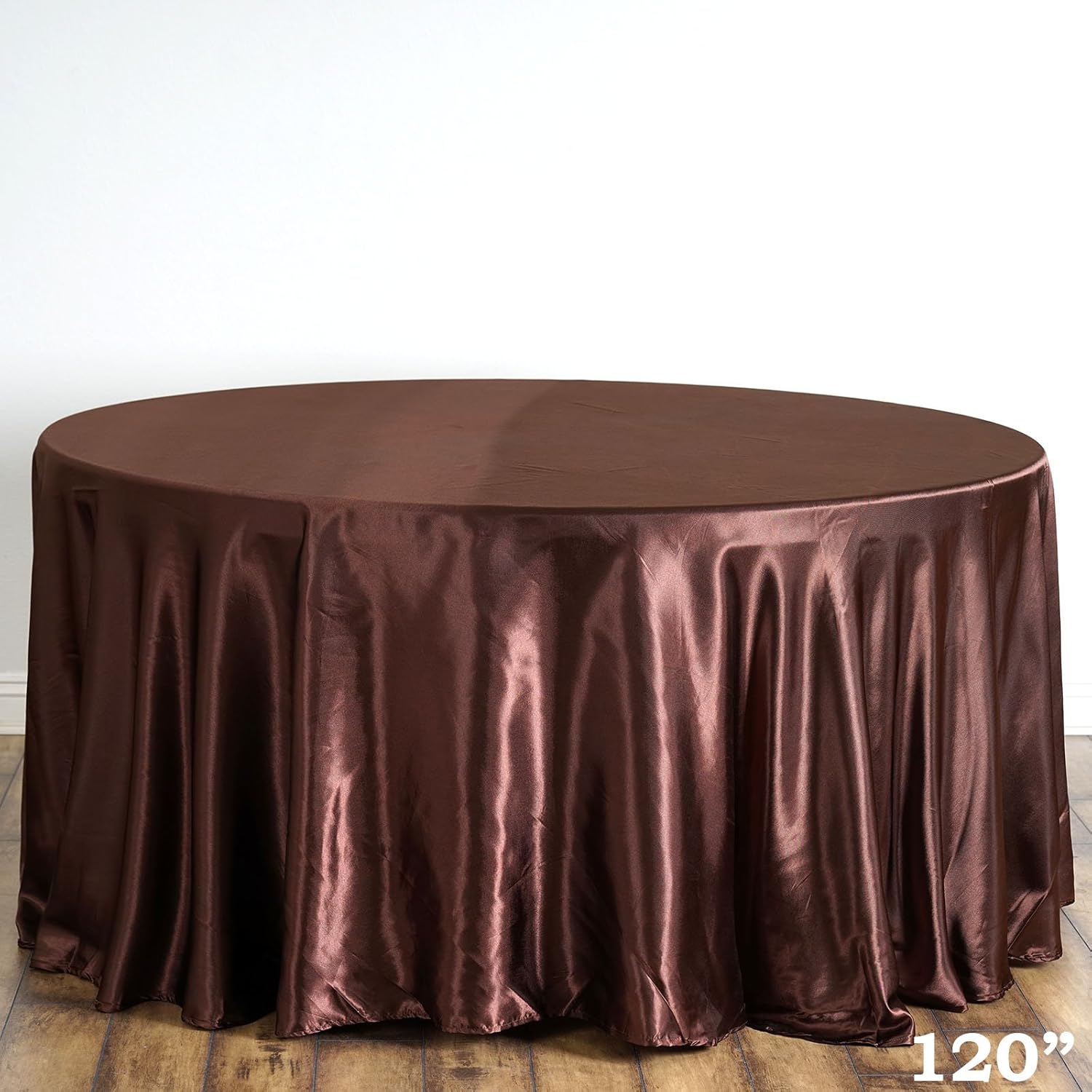 BalsaCircle 120 inch Chocolate Brown Satin Round Tablecloth