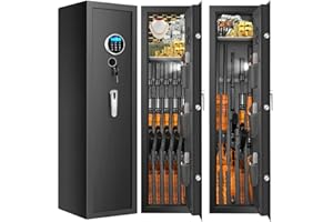 TISKGG Fireproof Gun Safes for Home Rifle and Pistols, Heavy Duty Anti-Theft Long Gun Safes for Rifles and Shotguns with 3 Pistol Pockets, Gun Safe Rifle with LCD Digital Screen Removable Shelf(US Stock)
