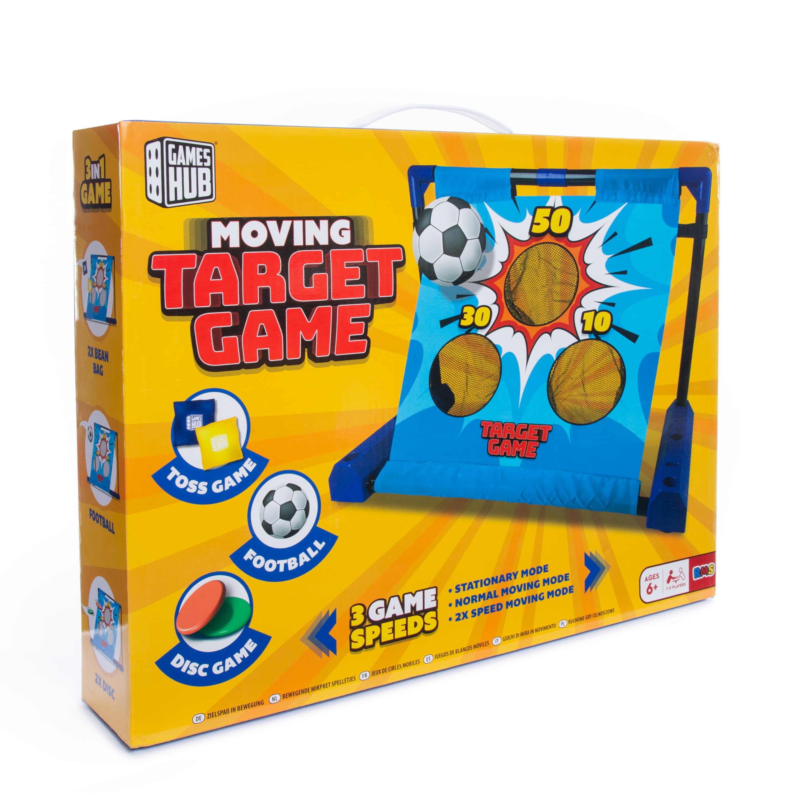 abeec Moving Target Game 3-in-1 | Active Indoor & Outdoor Skill Toy for Kids 6+ | Football, Beanbag & Disc Challenge with 3 Speed Modes | Family Sports Game Gift | Stocking Fillers for Kids