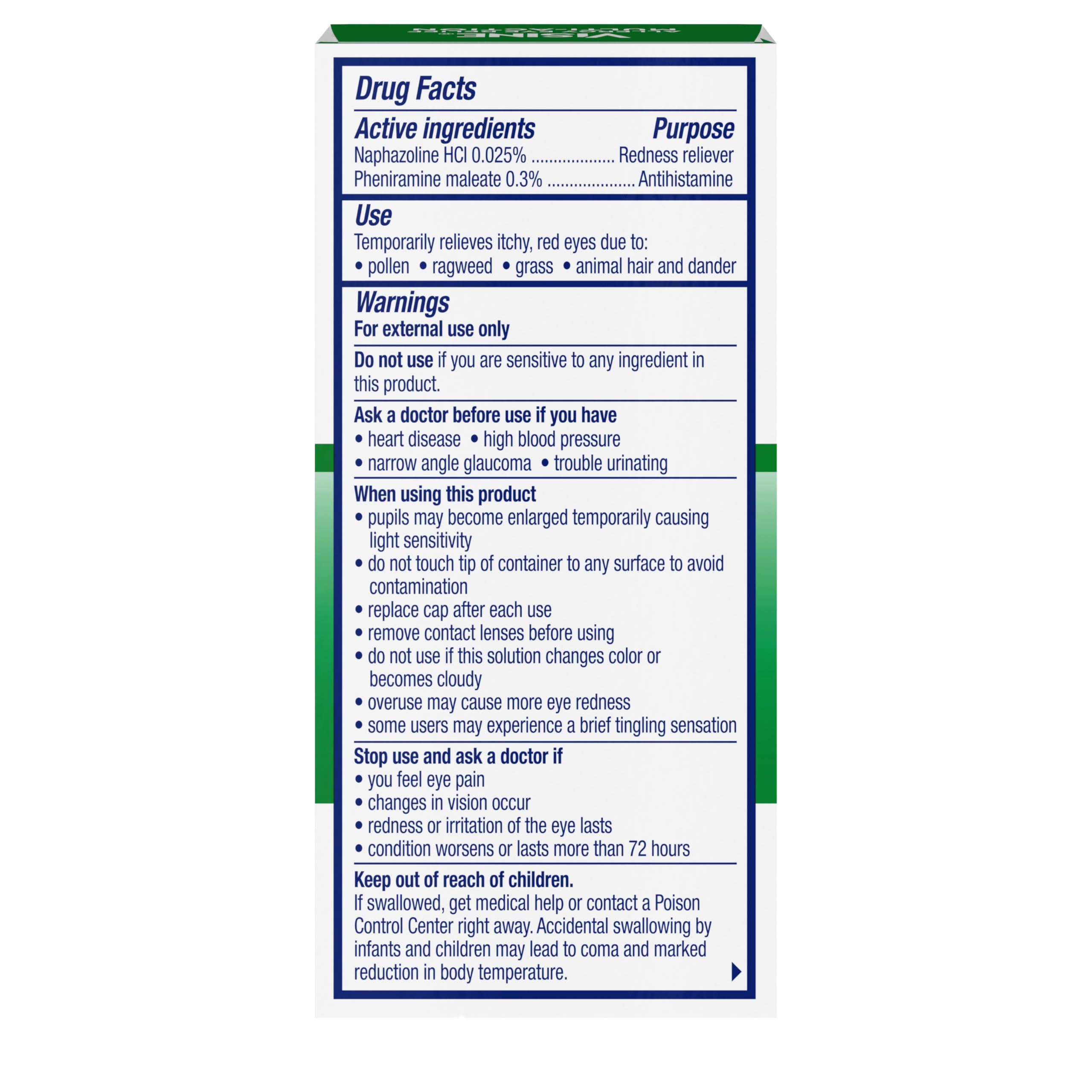 Visine Allergy Eye Relief Multi-Action Antihistamine & Redness Reliever Eye Drops with Pheniramine Maleate & Naphazoline HCl, Allergy Eye Drop Treatment for Red, Itchy Eyes, 0.5 fl. oz