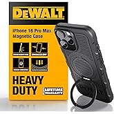 DEWALT 360° Rotatable Magnetic Ring for iPhone 16 Pro Max Case, Heavy Duty Drop Protection Fit for MagSafe w/Stand & Ring Holder, Shockproof Nanobubbles for iPhone 16 Pro Max Phone Case Ostand, Black