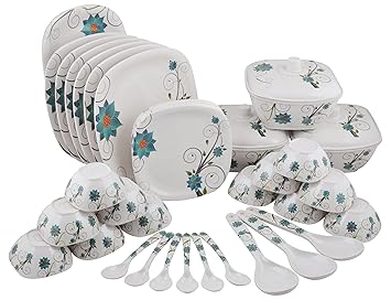 7 Days Maharaja Melamine Dinner Set, 40 Pieces, Service For 6, White.