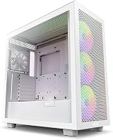NZXT H7 Flow RGB ATX Mid-Tower PC Case White 3x RGB Fans Tempered Glass view 1